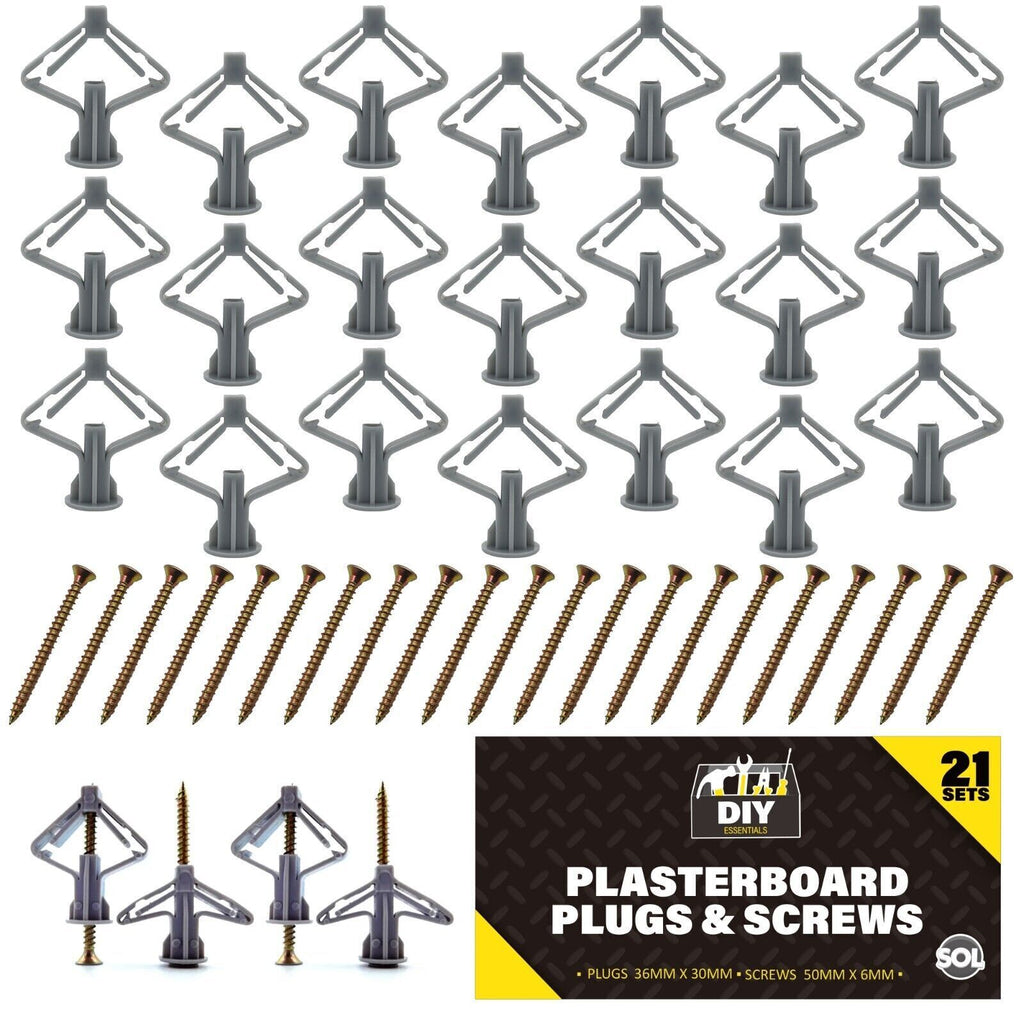 Cavity Wall Plugs and Screws Set – 21 Pack