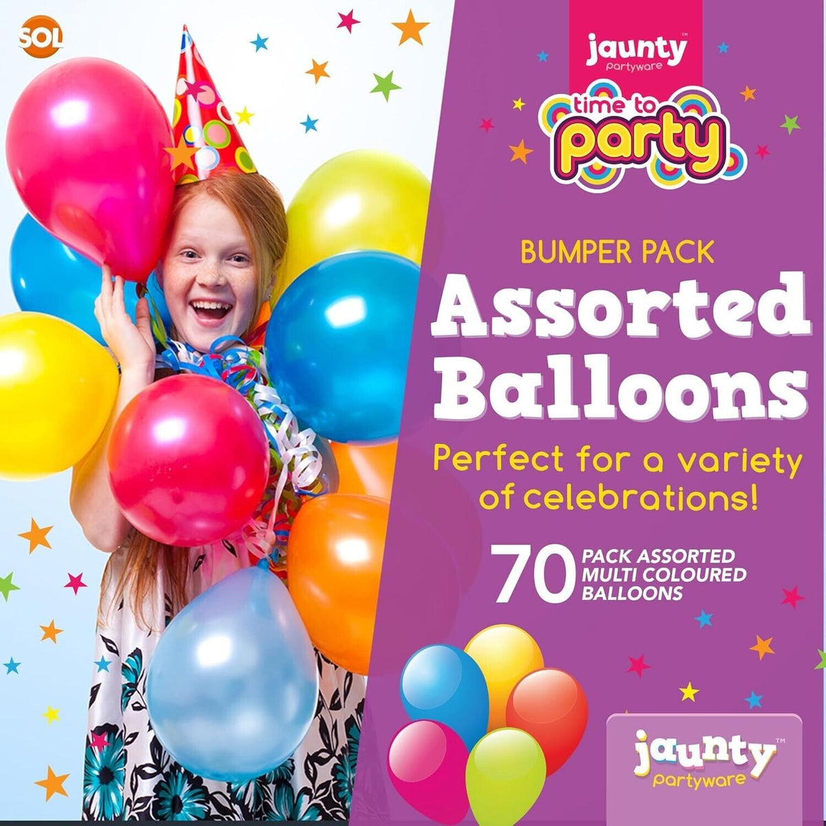 Flexible Latex Balloons Plain Colour Party Mix | 70 Pack