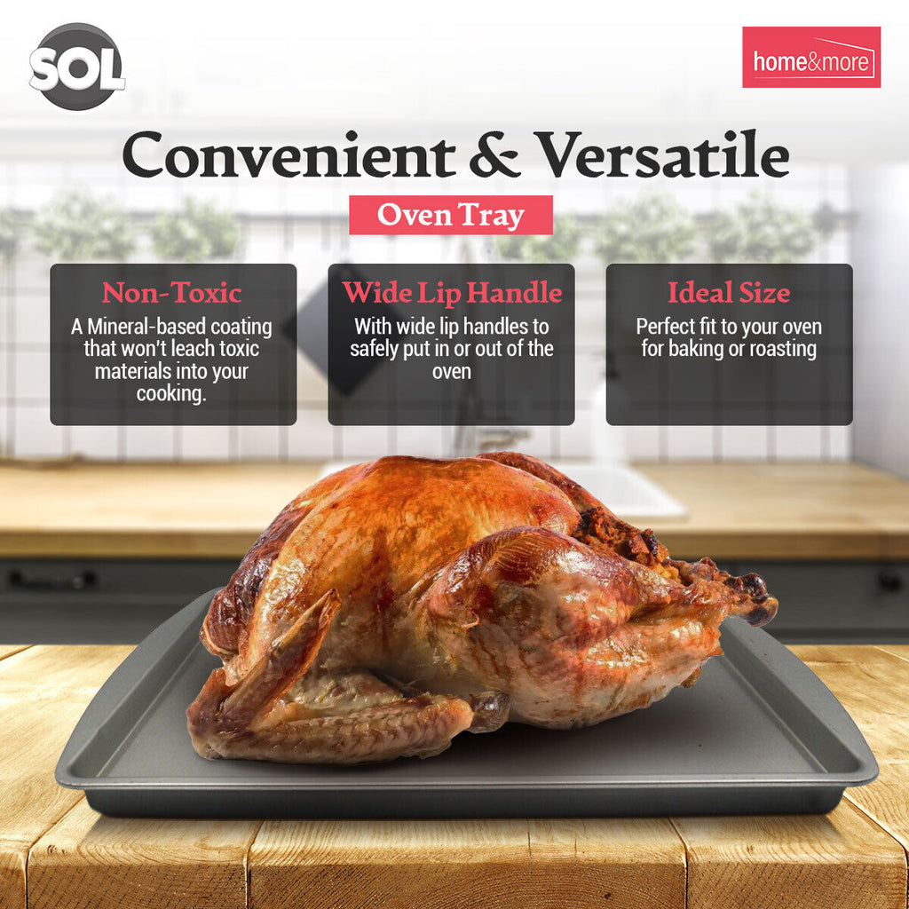 Oven Tray Set 38 x 25cm | Roasting Pan Baking Steel Sheet | 2 Pack