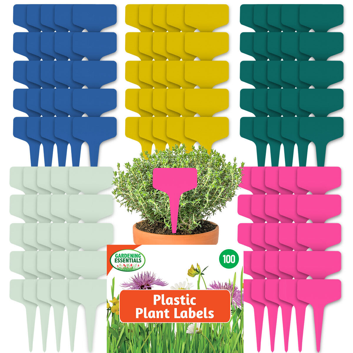 Plastic Plant Labels T Type 10cm | Waterproof Garden Markers | 100 Pack