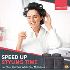 SOL 4pk Black Hair Rollers for Hair Volume - Self Grip, Boost Volume, Create Bouncy Waves, Reduce Heat Damage, Compact, Easy to Use, Travel-Friendly Styling Curler for Everyday Styling or Quick Fixes