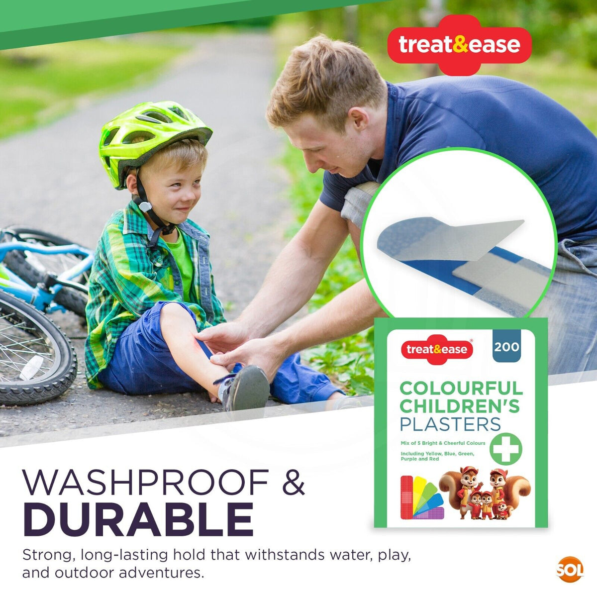 Children's Plasters Washproof Fun Designs Assorted Sizes | 200 Pack