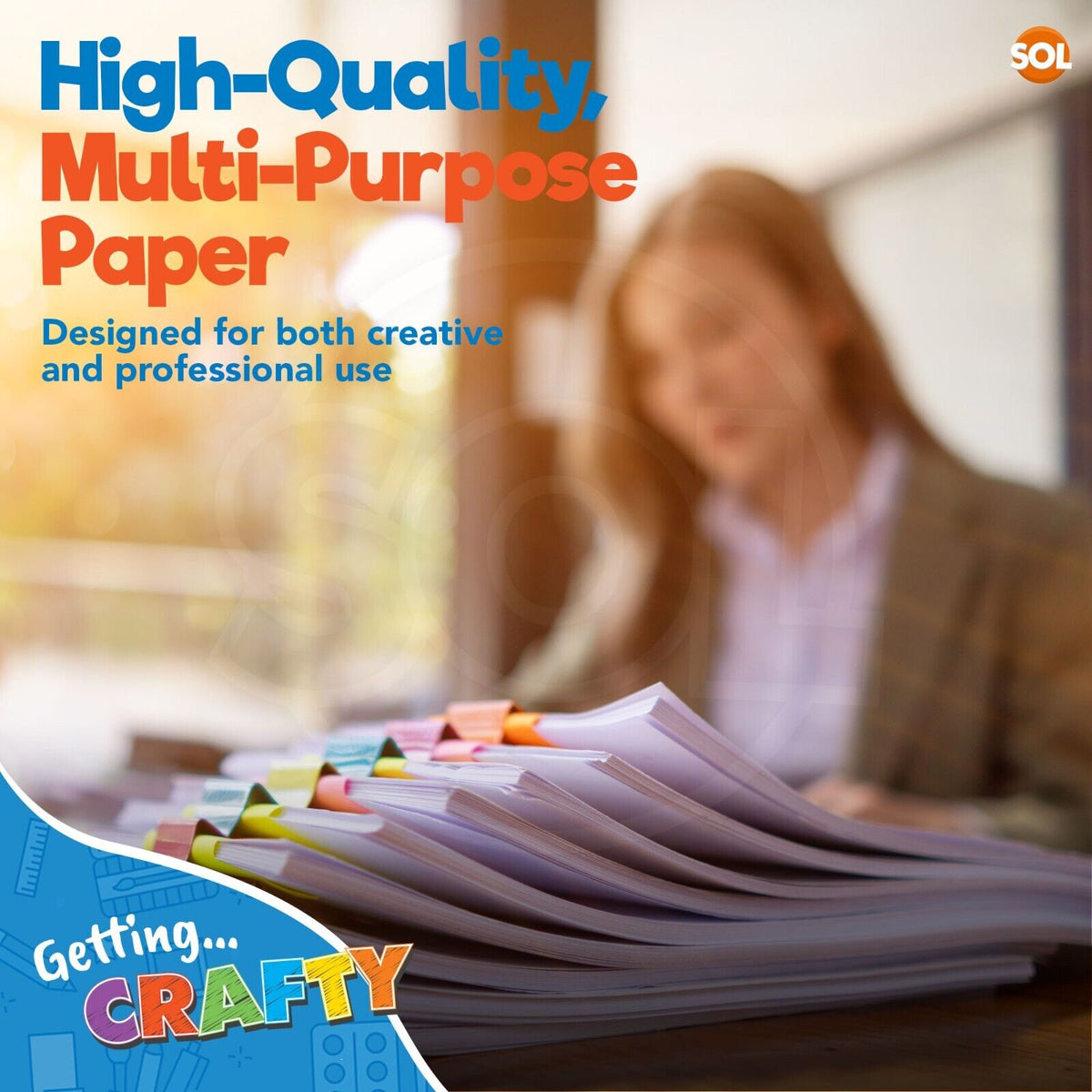 SOL 35 Sheets A4 White Card 200gsm Thick Card for Printing and Crafting, Smooth Bright Finish, Durable Multipurpose Paper for Office, Home and Creative Projects