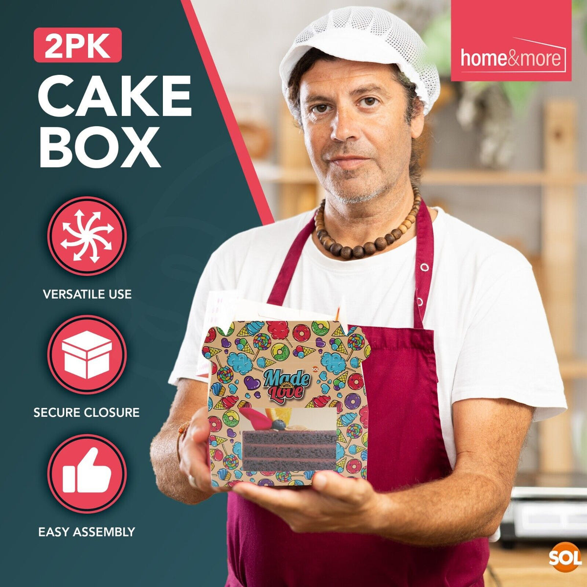 Large Cake Boxes with Window & Handle | Paper Box Slices | 2 Pack
