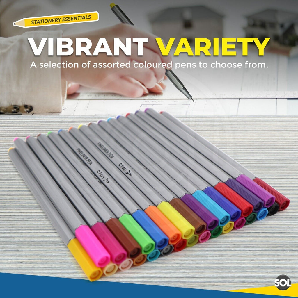 Coloured Fine Liner Pens Set 32pc 0.4mm Art Colouring Pack