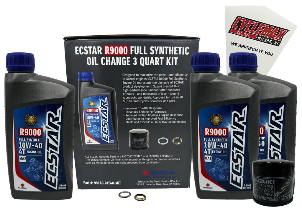 Suzuki OEM Ecstar R9000 FS Oil Change Kit 990A0-01E40-01Q-3KT w/ Funnel
