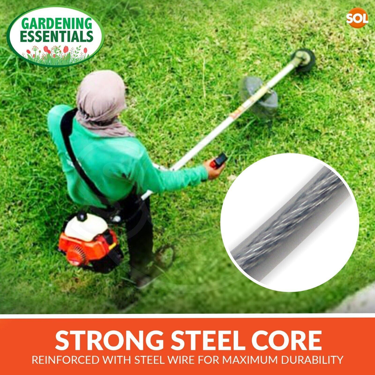 Steel Strimmer Line 3mm Nylon | Garden Trimmer | 41M