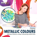 Metallic Colouring Pencils Shimmer Art & Craft | 12 Pack