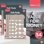Felt Pads | Beige Self Adhesive Furniture Floor Scratch Protectors | 54 Pack