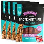 Pure Breed 600g Protein Chicken Strips Dog Treats For Medium Dogs in 4x Resealable 150g Bags, Healthy Low Calorie Natural Treat Made with Real Chicken Chews Training Rewards For Small - Large Pup