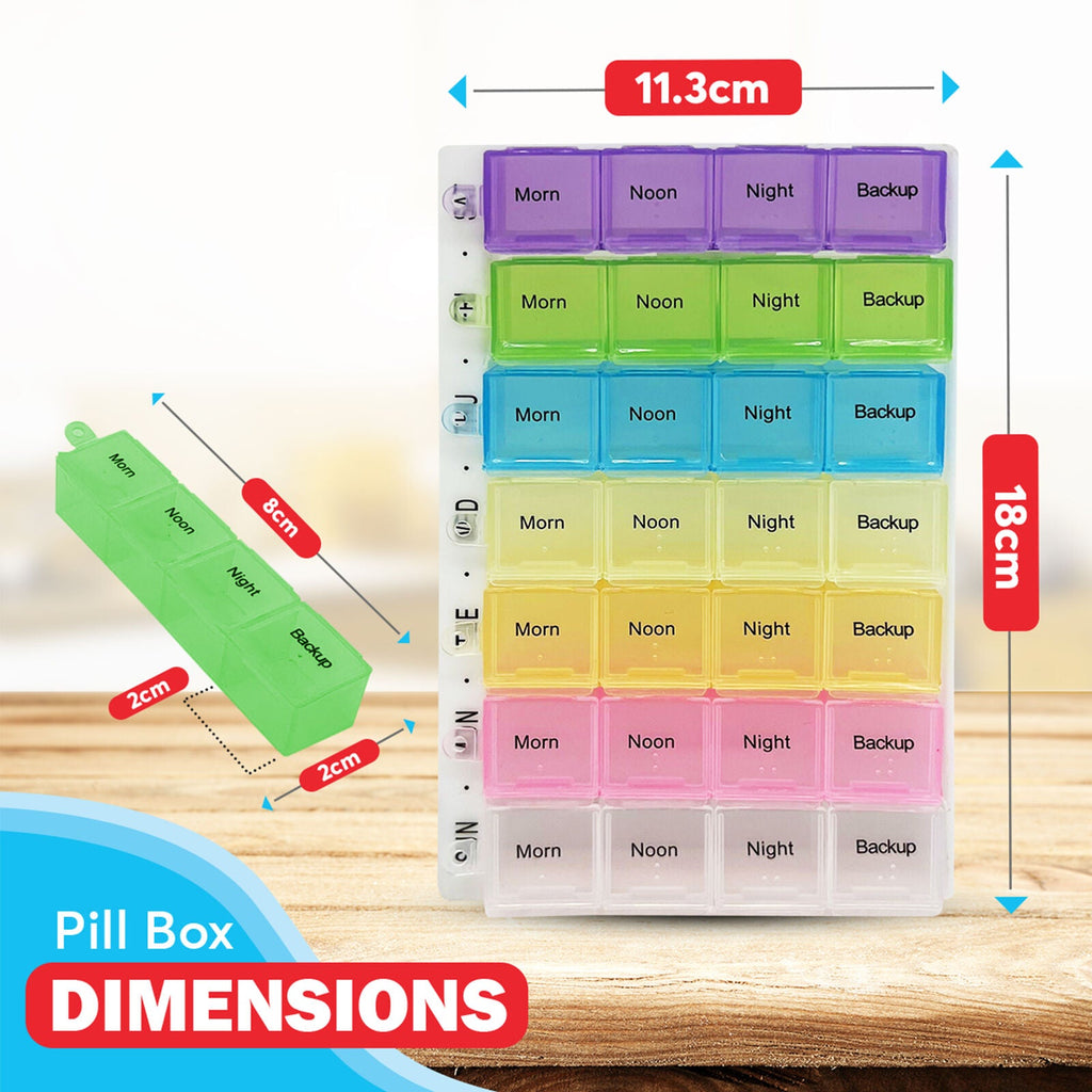Large Capacity Pill Organiser | Weekly 7 Day AM PM Backup