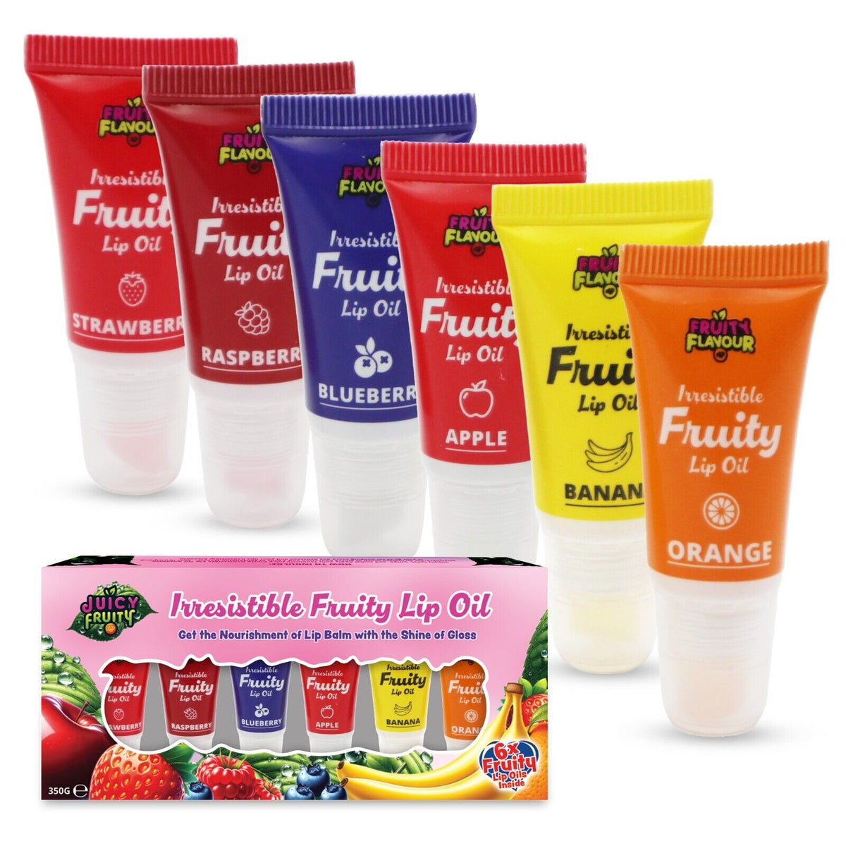 Lip Oil Fruit Set | Hydrating Clear Gloss Balm | 6 Pack