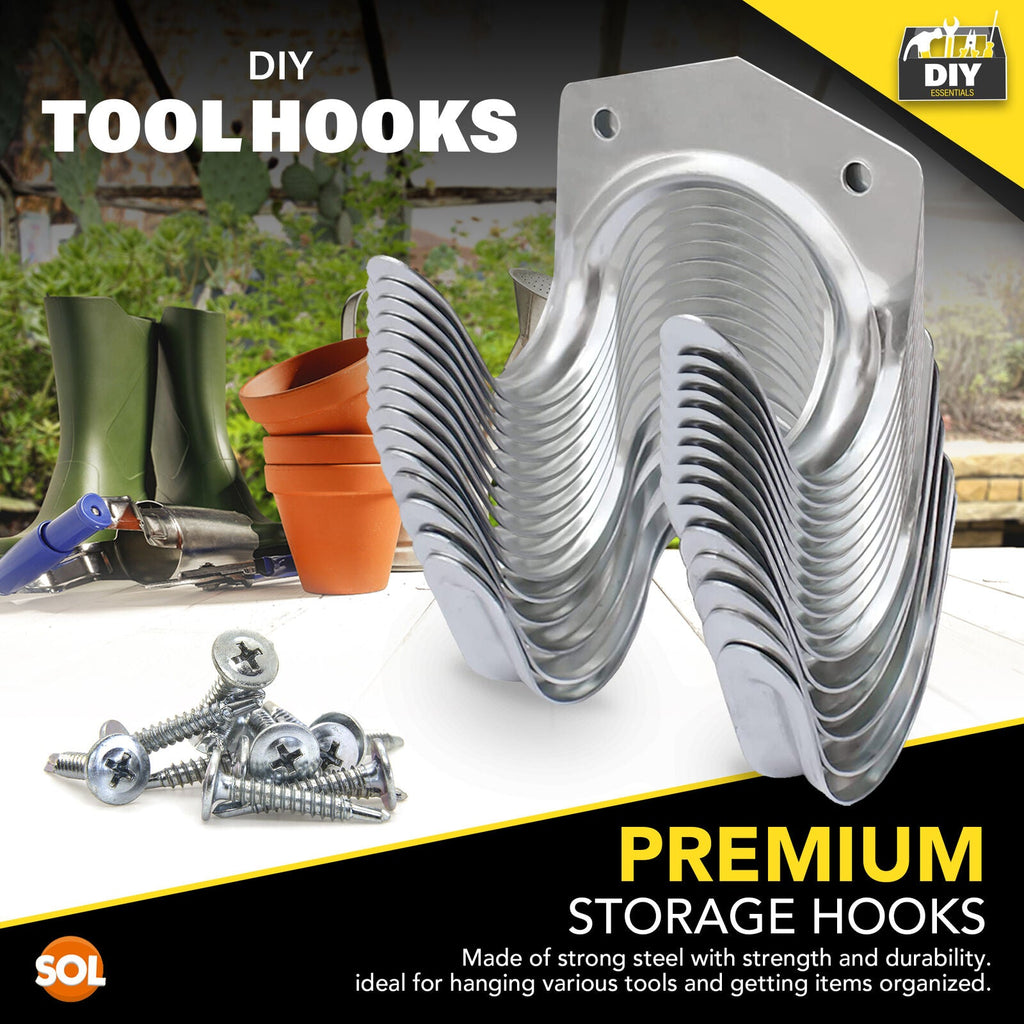Tool Hooks & Screws Garage Garden Bike Storage | 15 Pack