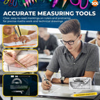 Maths Geometry Set | Compass Ruler Protractor Exam Case | 8 Piece