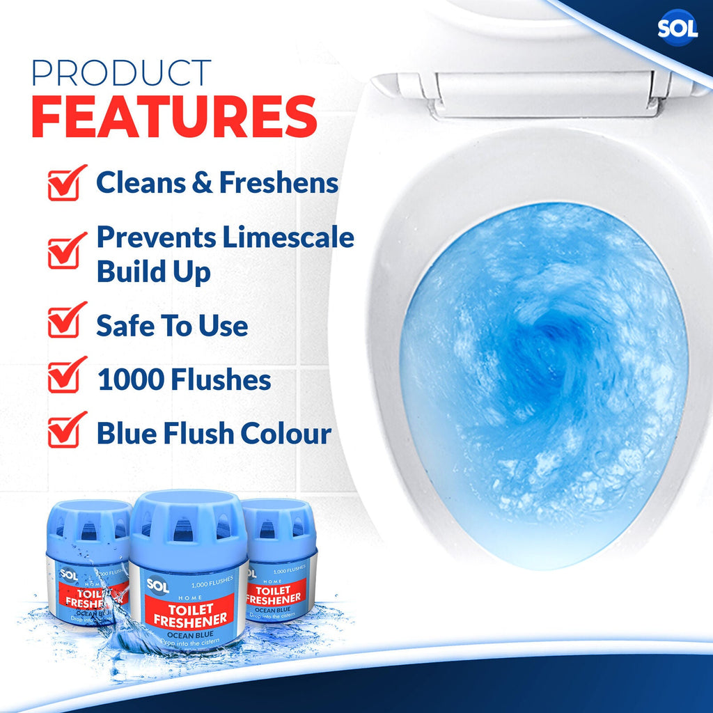 Toilet Bowl Freshener | Ocean Blue Cistern Block Cleaner | 3 Pack