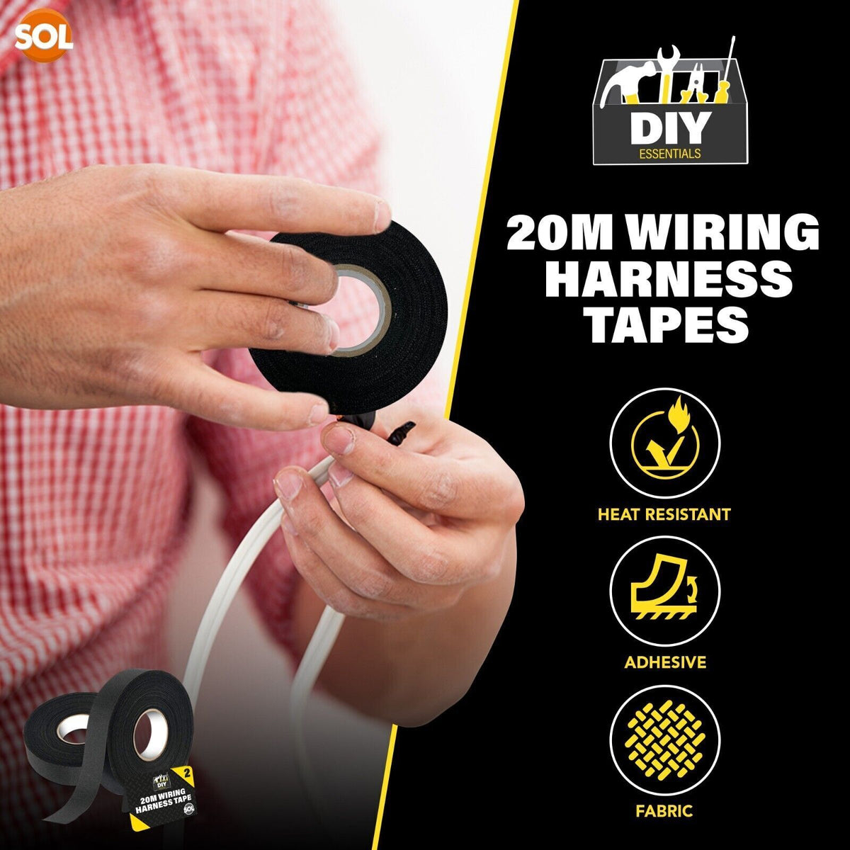 Wiring Harness Tape 19mm Adhesive Fabric Loom Cloth | 2 Pack