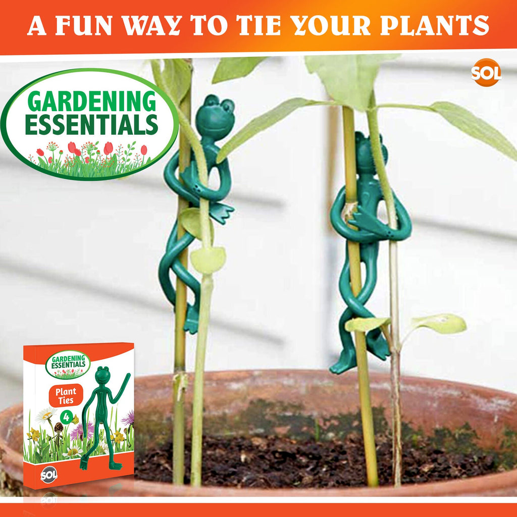 Garden Frog Plant Ties | Reusable Adjustable Rubber | 4 Pack