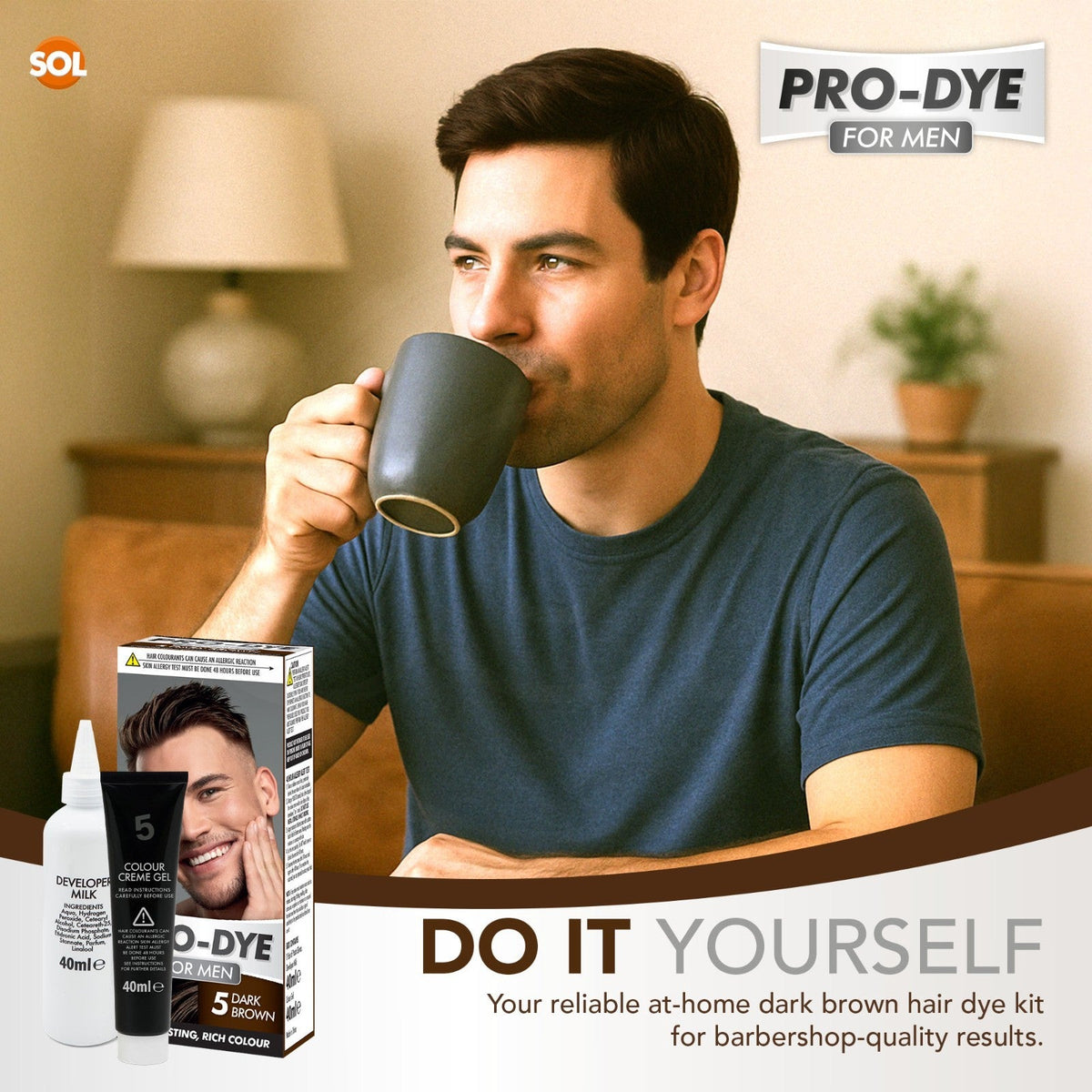 Pro-Dye Dark Brown Hair Dye | Long Lasting Permanent Colour | 2 Pack