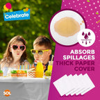 White Paper Table Cloth Square Disposable Party Tablecloth | 15 Pack