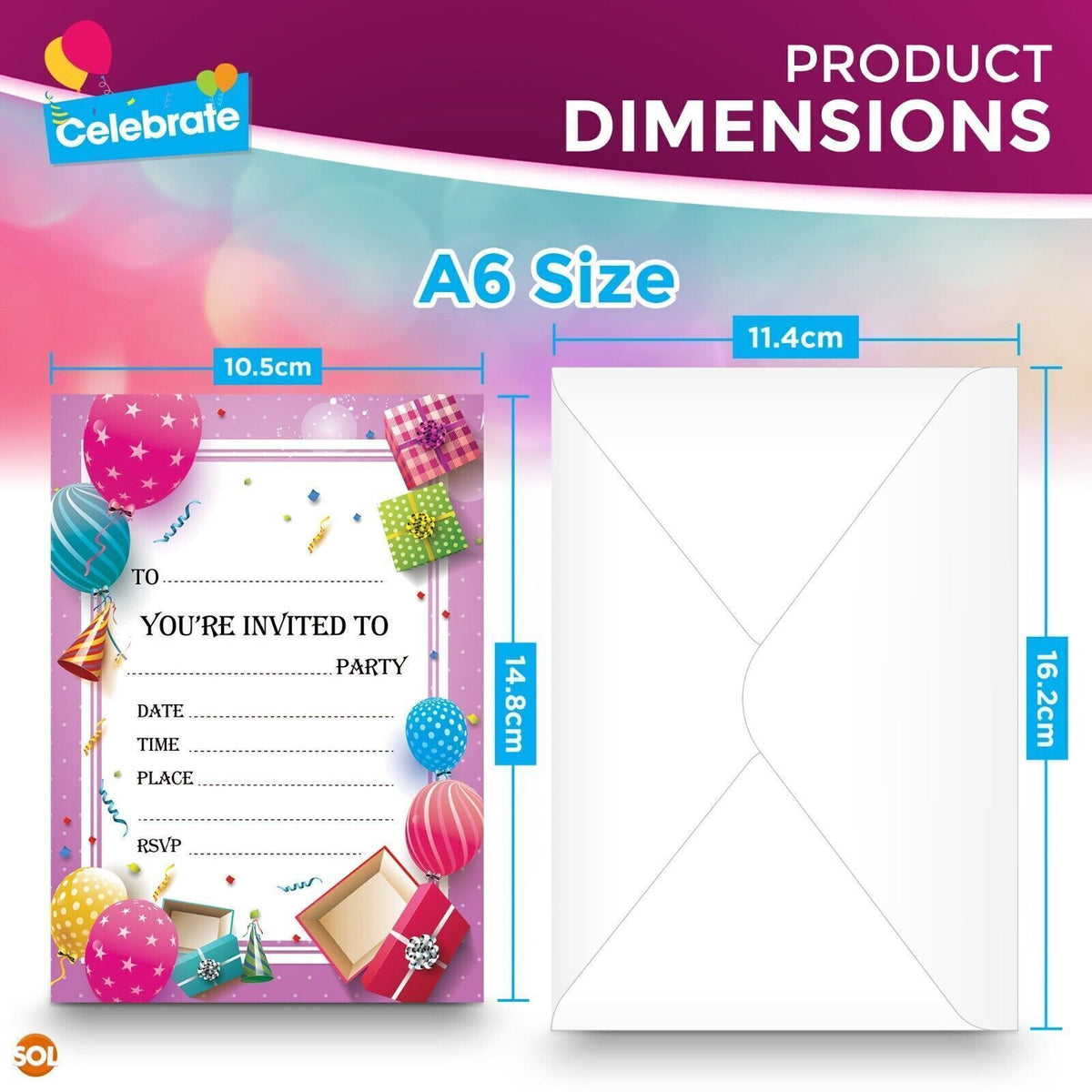 Kids Birthday Party Invitations with Envelopes – 28 Pack