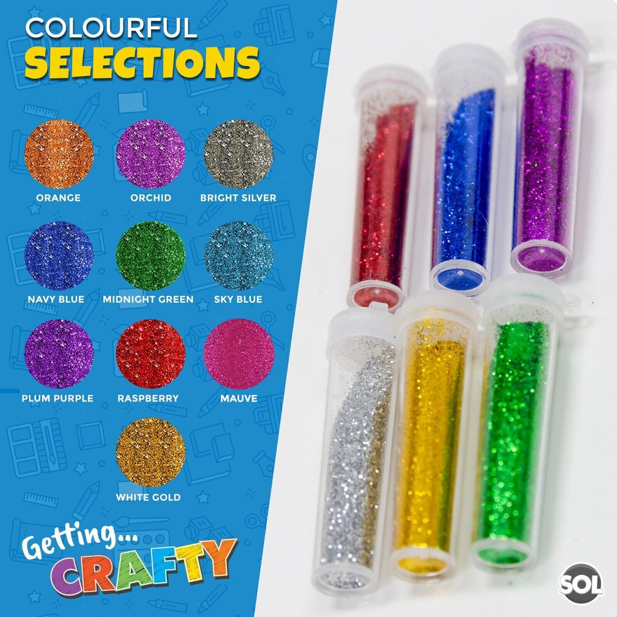 Glitter Tubes Assorted Colours | Shaker Pots Art & Craft | 120 Pack