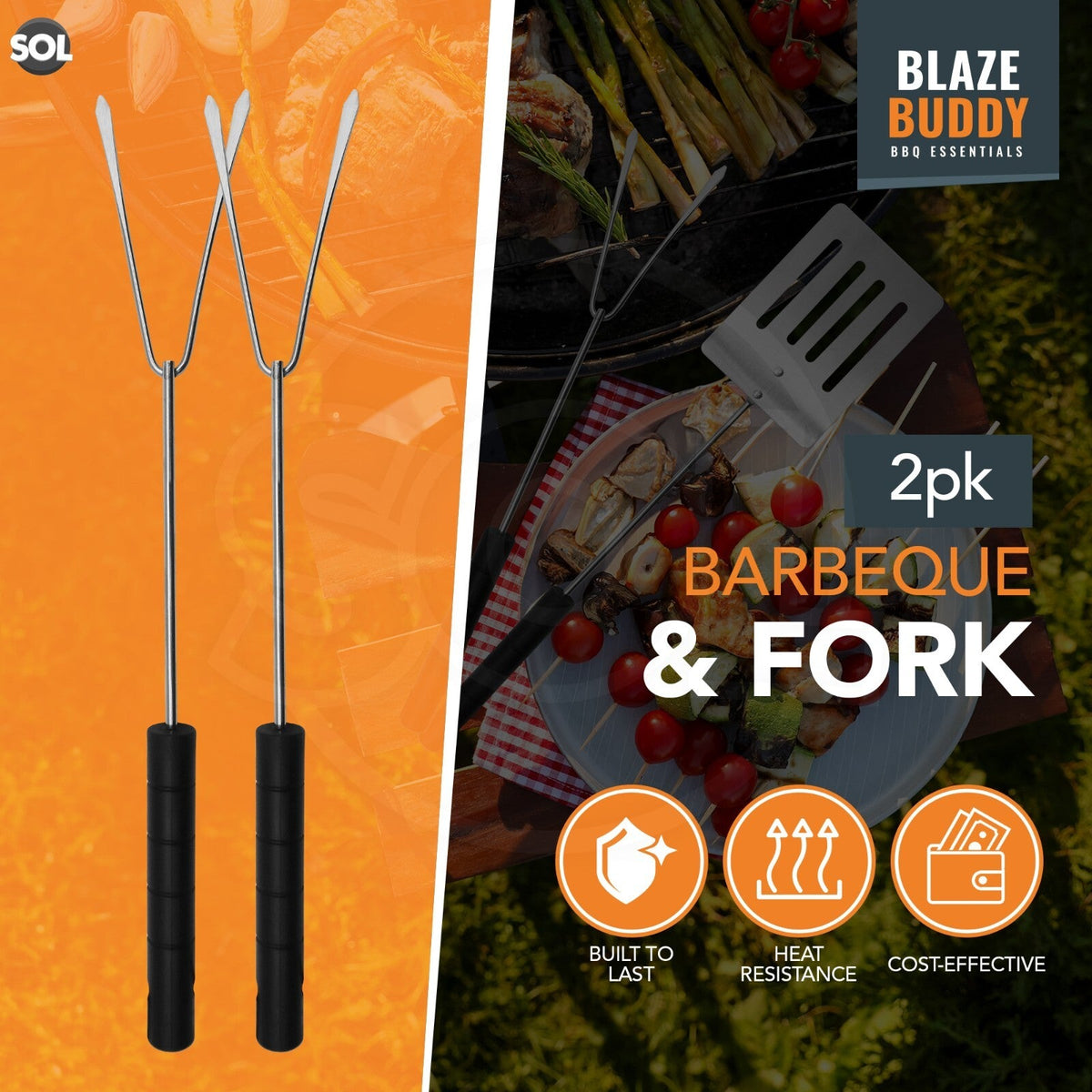 BBQ Fork Stainless Steel | Grill Meat Roasting Stick