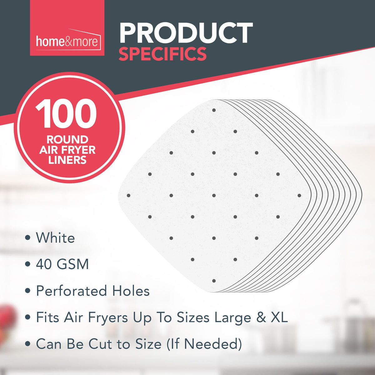 SOL 100pk Parchment Paper Air Fryer Liners Square 8.5 Inch Airfryer Liners Disposable Perforated Sheets Non Stick Cooking Sheets Heat Resistant Kitchen Accessories Easy Clean