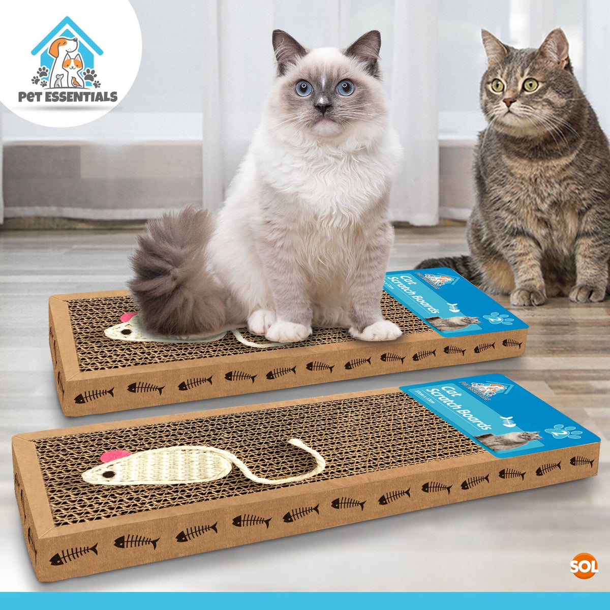 Cat Scratcher Pads | Cardboard Mat Bed & Toy | 2 Pack