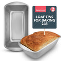 SOL 2lb Loaf Tin Set of 2 Non Stick Bread Loaf Tins for Baking 21 x 11 x 6.4cm Durable Oven Safe Cake Bakeware for Home Kitchen Sponges Desserts Meat Preparation Easy Release