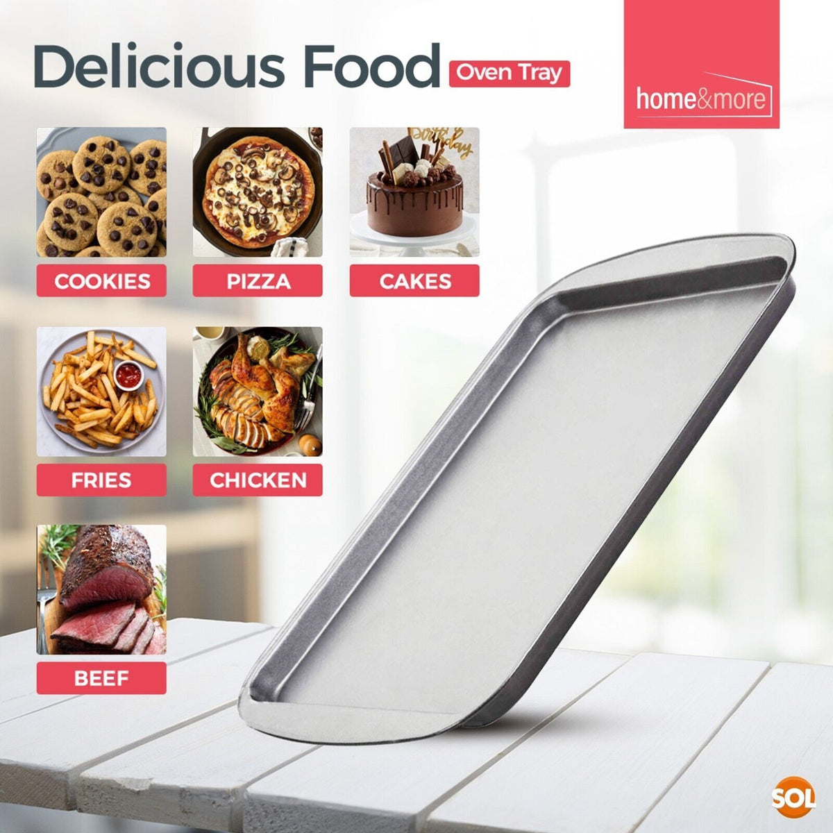 Oven Tray Set 38 x 25cm | Roasting Pan Baking Steel Sheet | 4 Pack