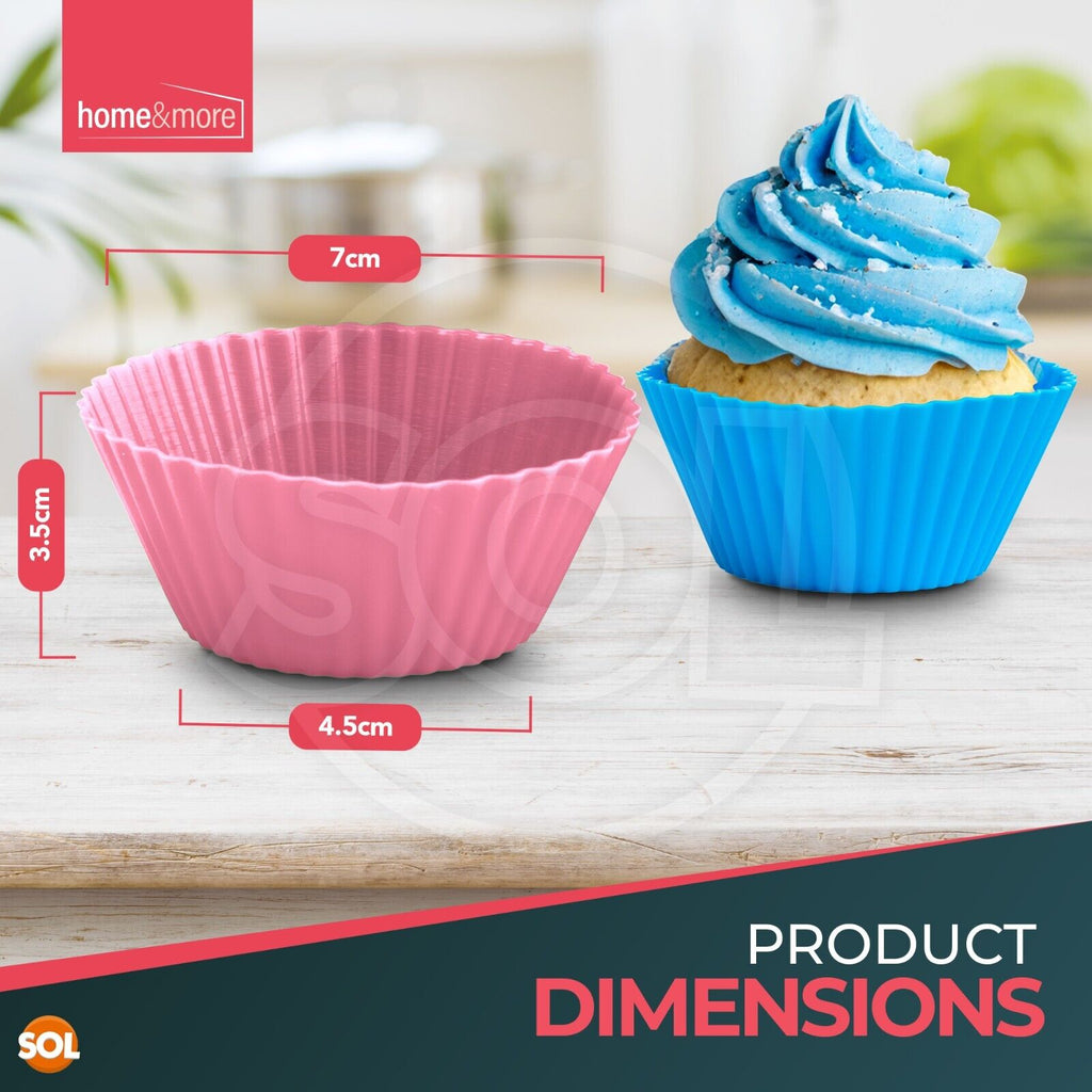 SOL 24pk Silicone Mould for Baking 7cm Bakeware Reusable Silicone Muffin Cases for Baking Mould Non Stick Flexible Heat Resistant Air Fryer Muffin Cases for Kitchen Home Desserts Easy Release