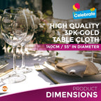 Plastic Table Covers Round 1.4M | Disposable Wipe Clean Party Cloth | 3 Pack