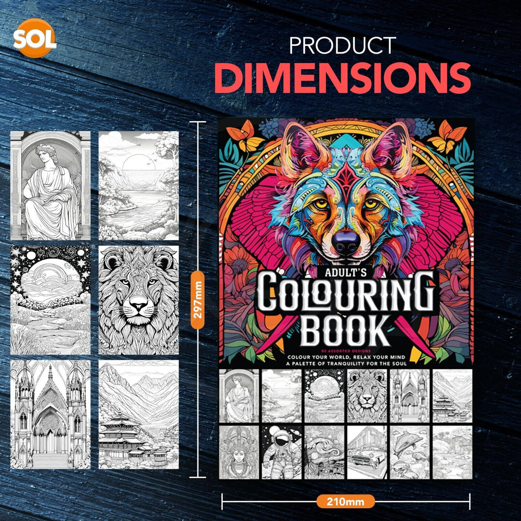 Colouring Book for Adults A4 | Anti-Stress Colour Therapy | 80 Pages
