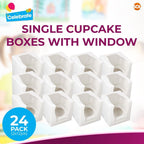 Cupcake Boxes Single White | Window & Inner Tray | 24 Pack