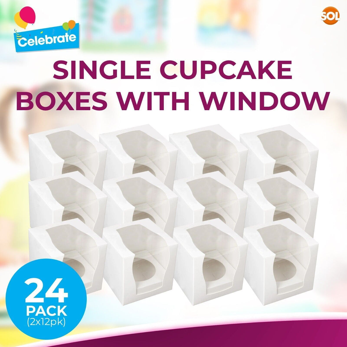 Cupcake Boxes Single White | Window & Inner Tray | 24 Pack