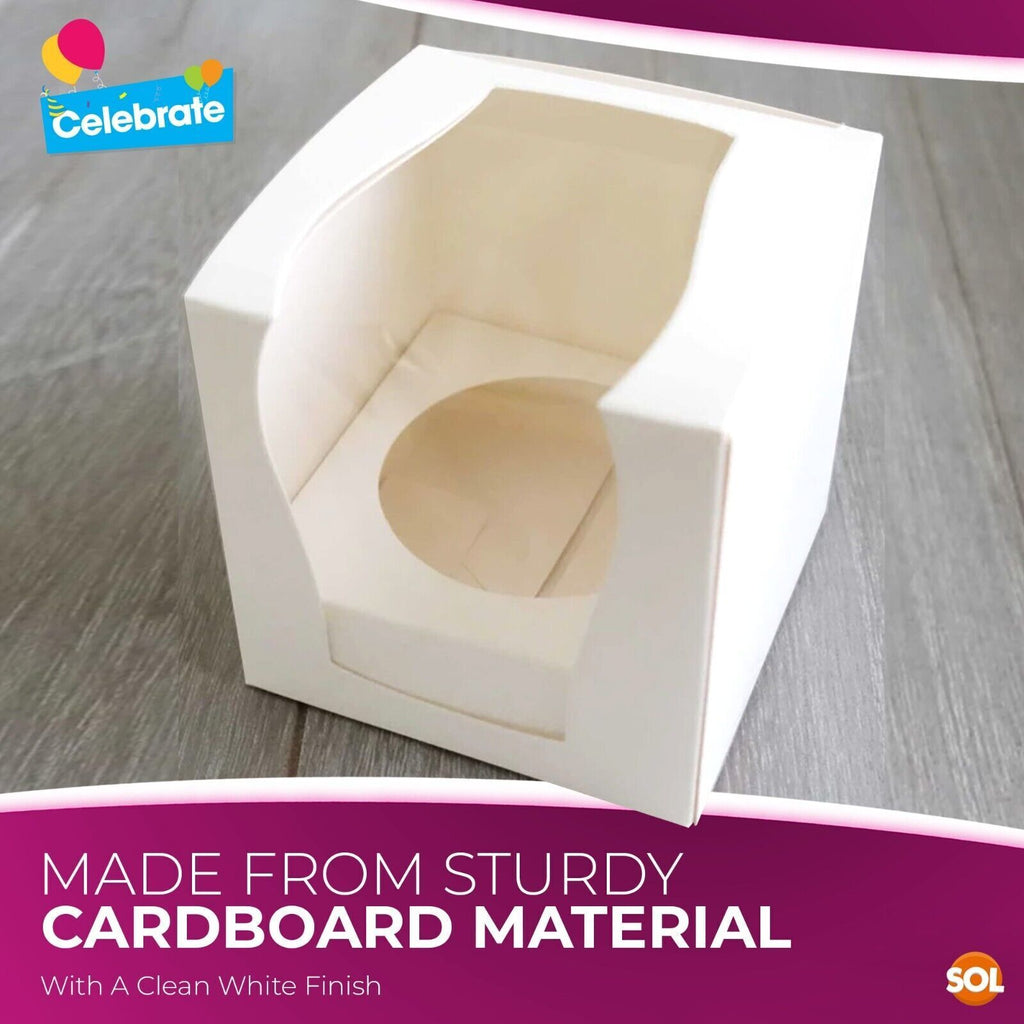 Cupcake Boxes Single White | Window & Inner Tray | 24 Pack