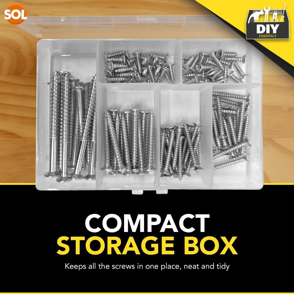 Wood Screws | Assorted Countersunk Mixed Selection Set | 220 Pack