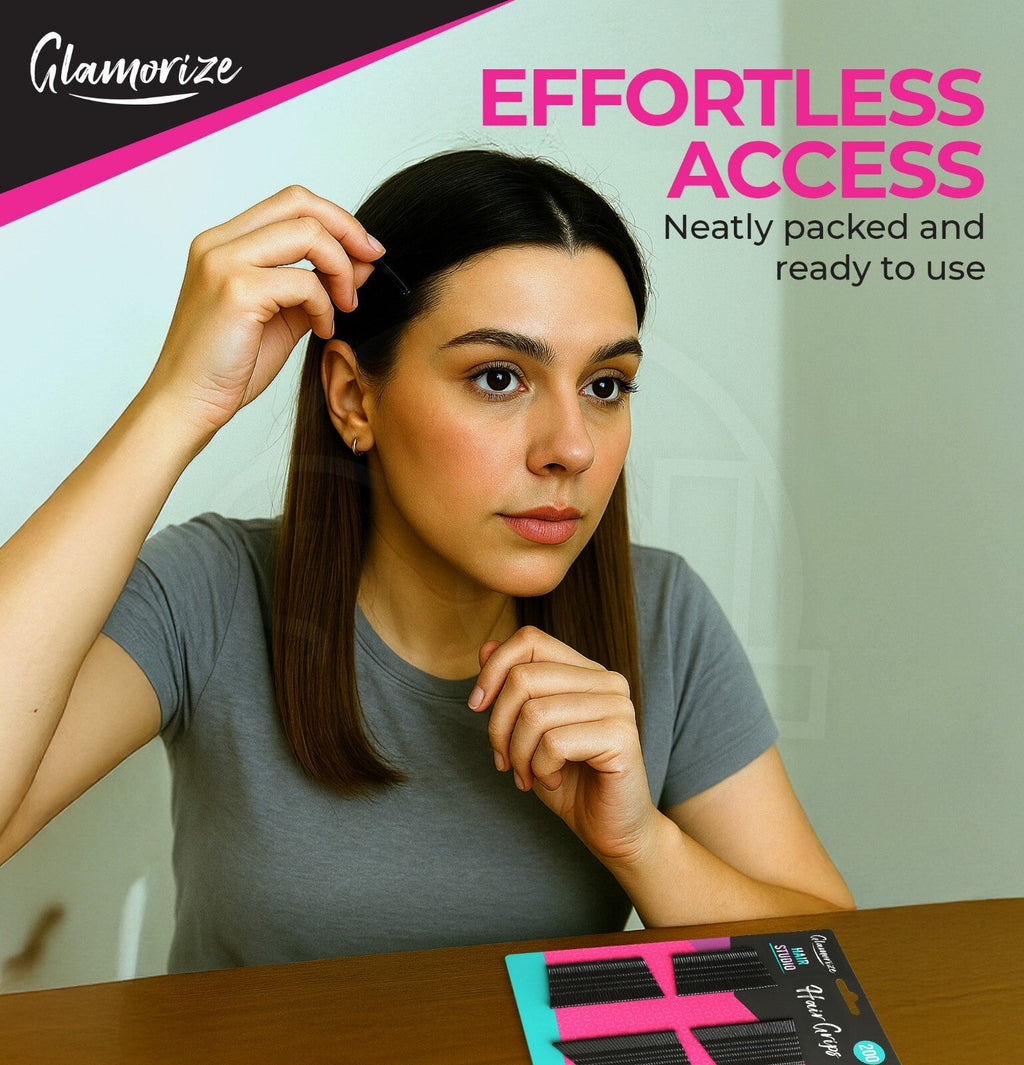 Waved Hair Grips Clips | Hair Pins Slides Bun Bobby Pin Black | 400 Pack