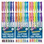 Gel Pens Set | Neon, Glitter & Metallic Colours for Writing and Colouring | 36 Pack