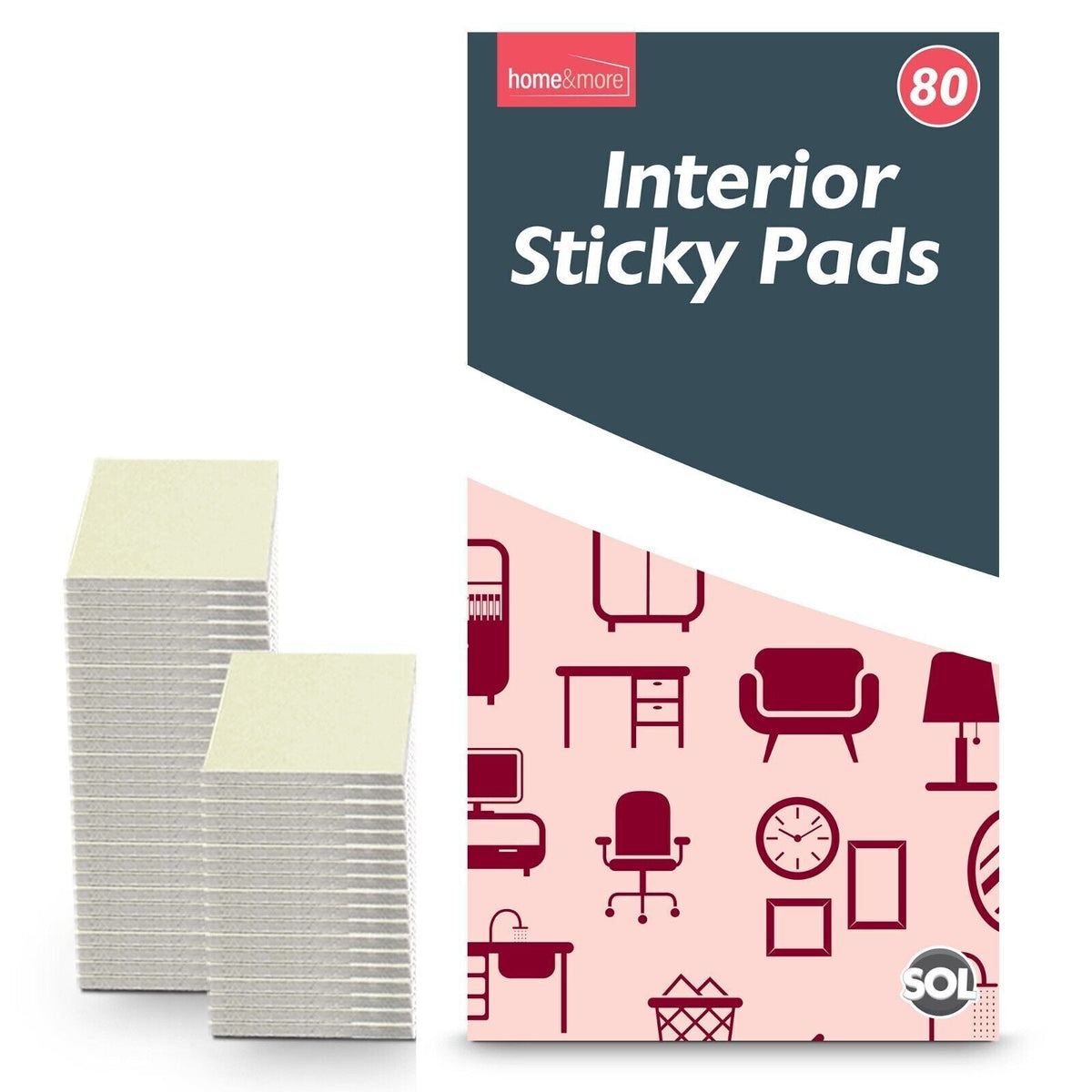 Interior Sticky Pads | Double Sided Foam Squares | 80 Pack