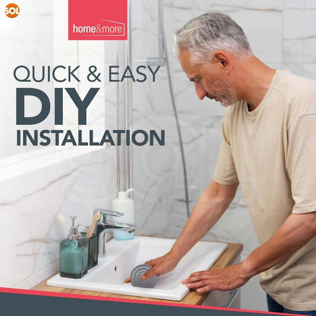SOL 2pk Grey Universal Silicone Sink, Shower and Bath Plugs, 11cm Replacement UK Bathtub Stoppers, Watertight Seal, Easy to Use, Handles Hot and Cold Water, Ideal for Drains in Kitchen and Bathroom