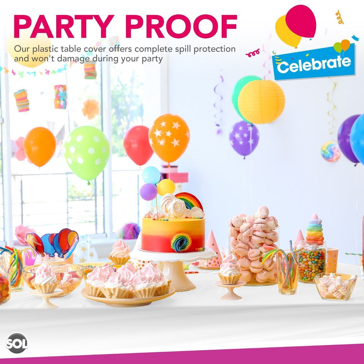 Plastic Table Cloth Covers Rectangular | Party Tableware | 2 Pack