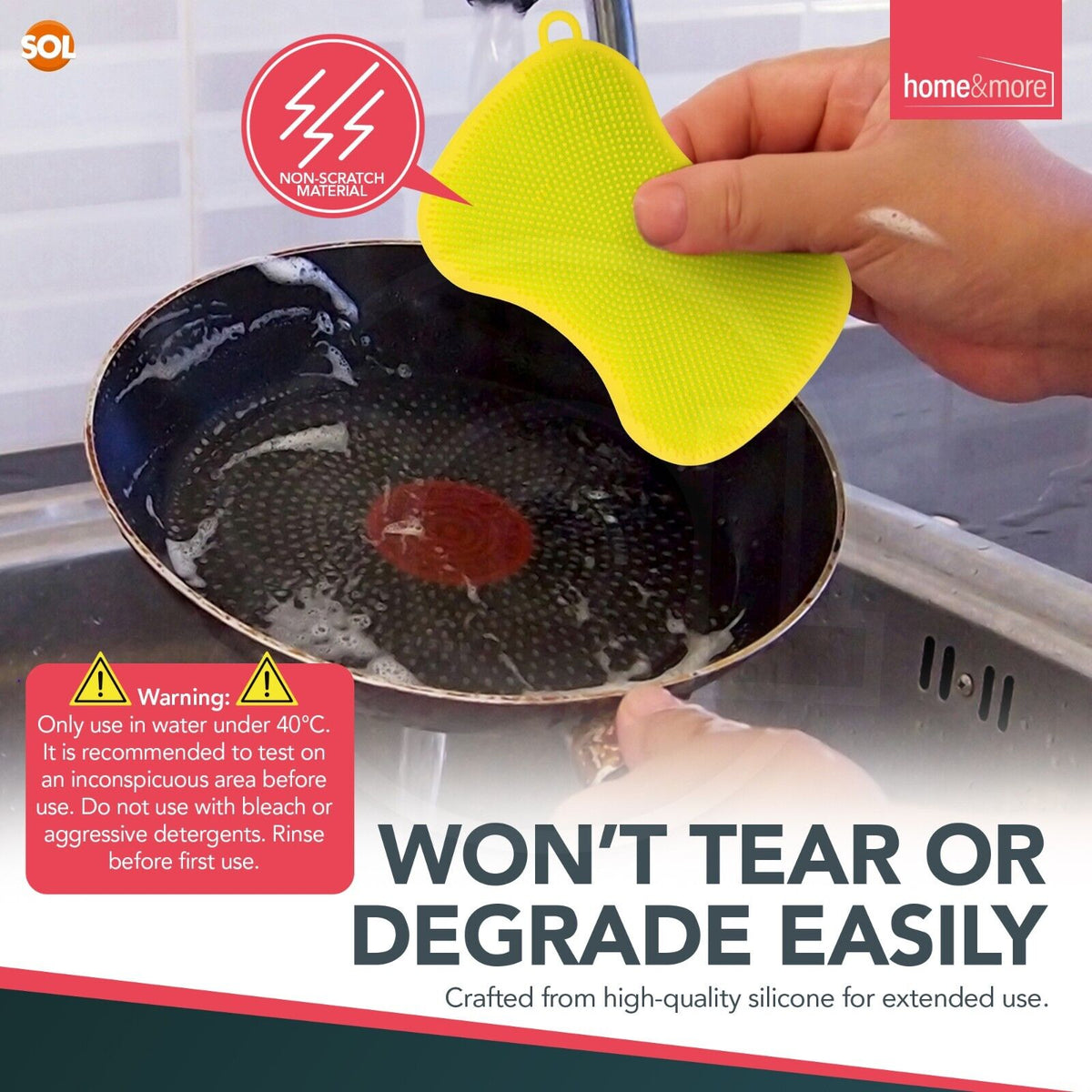 Silicone Dish Washing Up Sponge Non-Scratch | 4 Pack