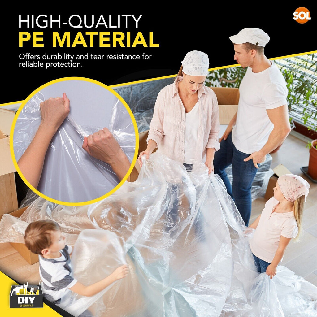 Heavy Duty Clear Dust Sheets 3.6M Decorating Polythene Covers | 6 Pack