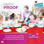 Red Plastic Table Covers | Square Disposable Party Cloth | 6 Pack