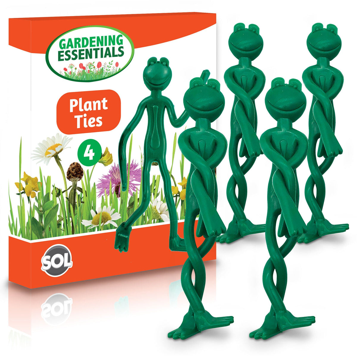 Garden Frog Plant Ties | Reusable Adjustable Rubber | 4 Pack