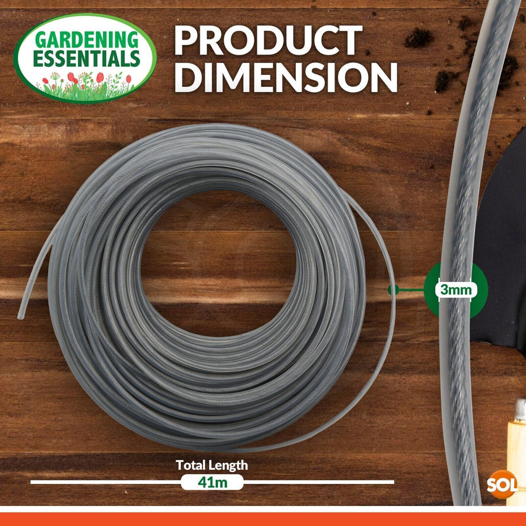Steel Strimmer Line 3mm Nylon | Garden Trimmer | 41M