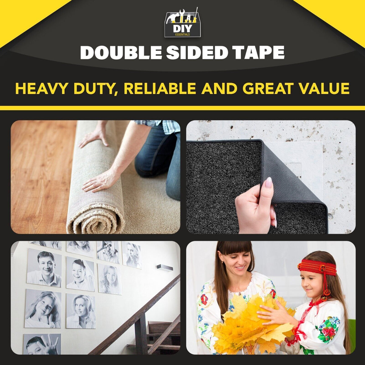 Double Sided Adhesive Tape 10M x 48mm | Clear DIY Craft | 60M Pack