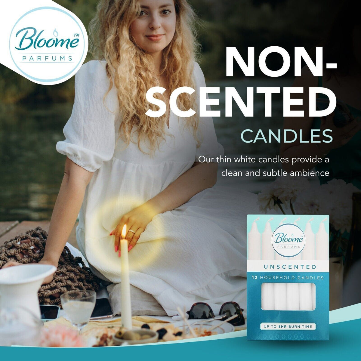 White Dinner Taper Candles 2x18cm | Unscented Long Burn | 12 Pack