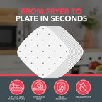 SOL 100pk Parchment Paper Air Fryer Liners Square 8.5 Inch Airfryer Liners Disposable Perforated Sheets Non Stick Cooking Sheets Heat Resistant Kitchen Accessories Easy Clean